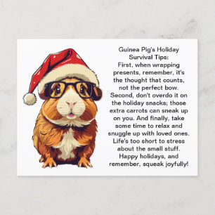 Funny Holiday Survival Tips From A Guinea Pig Postcard