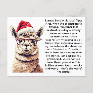 Funny Holiday Survival Tips From A Llama Postcard