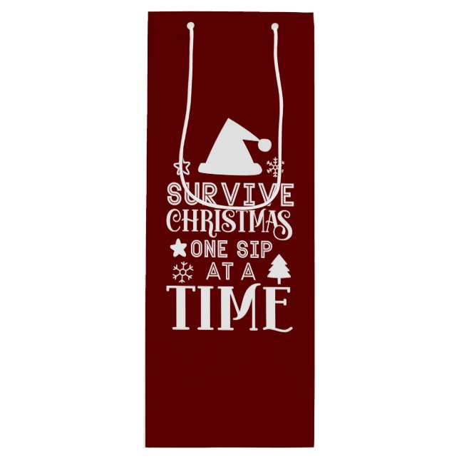 Funny Holiday Wine Tote Gift Bag (Front)