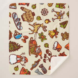 Funny Holidays Vintage Christmas Icons Sherpa Blanket