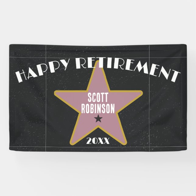 Funny Hollywood Sidewalk Star Retirement Party Banner (Horizontal)