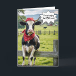 Funny Holstein Cow for 80th Birthday Card<br><div class="desc">A Holstein cow wearing a red bandanna is perched on a wooden fence in a lush green pasture for a 80th birthday.</div>