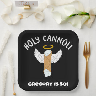 Funny Holy Cannoli Italian Themed Party Paper Plate
