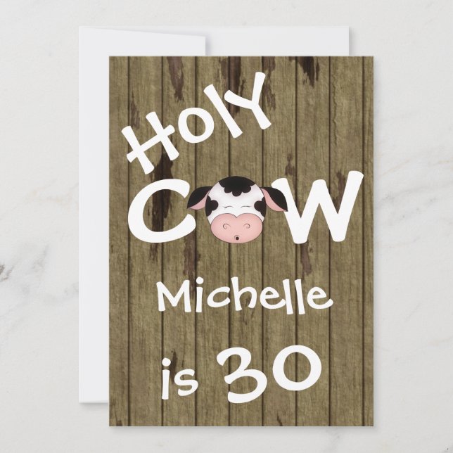Funny Holy Cow 30th Humourous Birthday Invitation (Front)