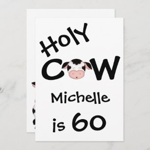 Funny Holy Cow 60th Birthday Party Invitation