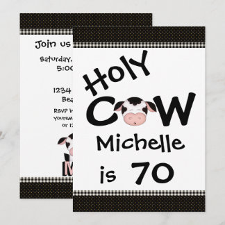 Funny Holy Cow 70th Birthday Party Invitation