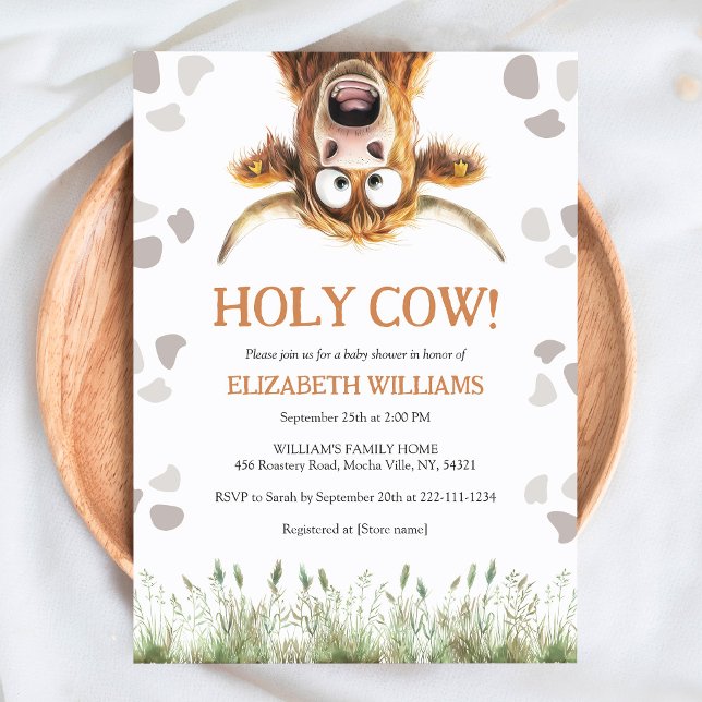 Funny Holy Cow Baby Shower Invitation (Creator Uploaded)