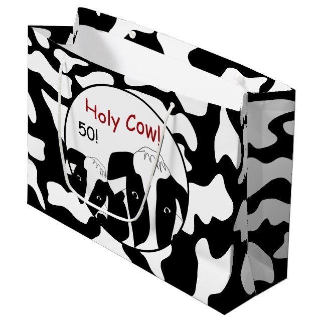 Funny Holy Cow Birthday LGB Large Gift Bag (Front Angled)
