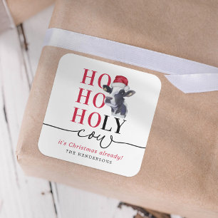Funny Holy Cow Christmas Holiday Square Sticker