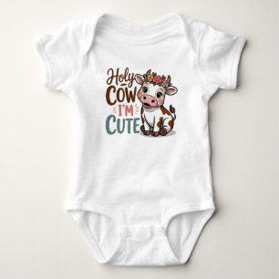 Funny holy cow cute word art baby girl bodysuit