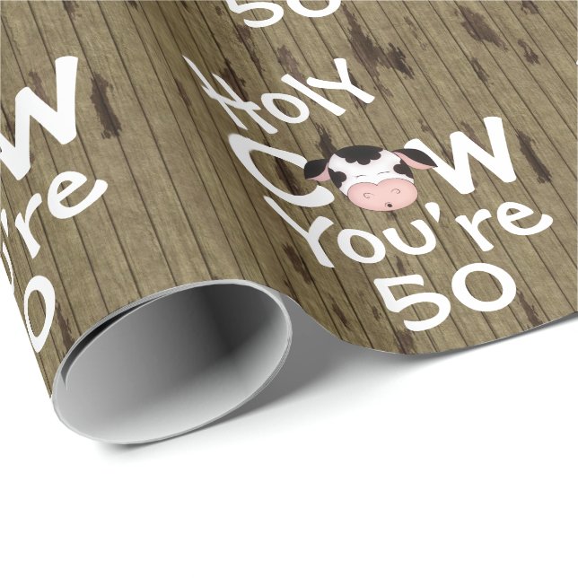 Funny Holy Cow You're 50 Humourous Birthday Wrapping Paper (Roll Corner)