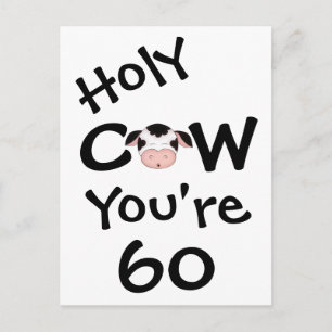 Funny Holy Cow You're 60 Birthday Humourous Postcard
