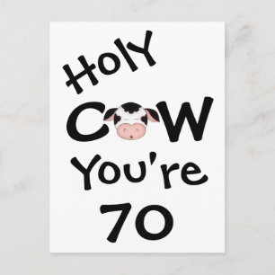 Funny Holy Cow You're 70 Birthday Postcard