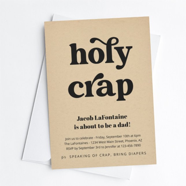 Funny Holy Crap Daddy Diaper Party Invitation (Creator Uploaded)