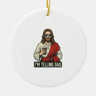 Funny Holy Father Coffee Vintage Engraving Shirt D Ceramic Ornament