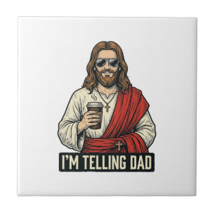 Funny Holy Father Coffee Vintage Engraving Shirt D Ceramic Tile