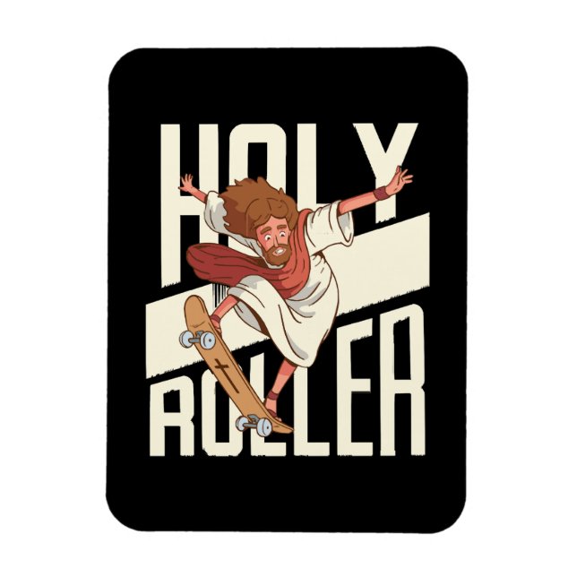 Funny Holy Roller Skateboarding Jesus Magnet (Vertical)