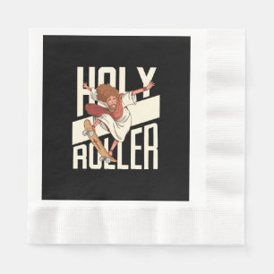 Funny Holy Roller Skateboarding Jesus Napkin