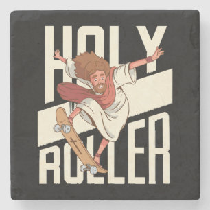 Funny Holy Roller Skateboarding Jesus Stone Coaster