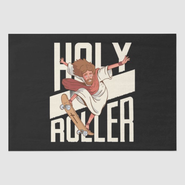 Funny Holy Roller Skateboarding Jesus Tissue Paper (Front)