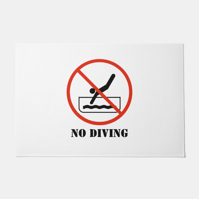Funny home decor White NO DIVING Bathroom Mat (Front)