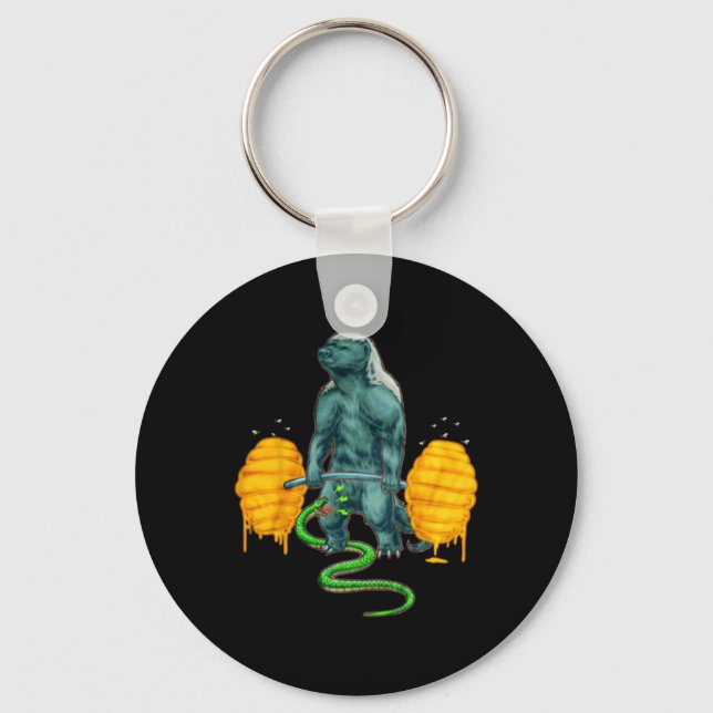 Funny Honey Badger Deadlifting Weightlifting Bodyb Key Ring (Front)