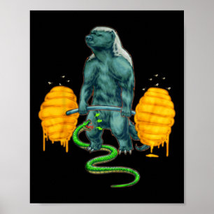 Funny Honey Badger Deadlifting Weightlifting Bodyb Poster