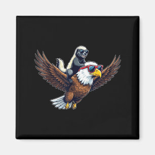 Funny honey badger riding bald eagle sunglasses magnet