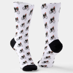 Funny Honey Badger Santa Cyclist Christmas Socks