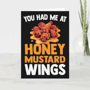 Funny Honey Chicken Wings Serving And Working In A Card