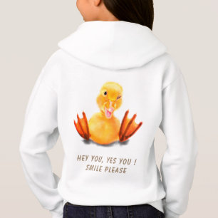 Funny Hoodie with Playful Duck - Smile - Your Text