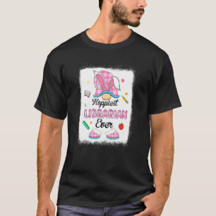 Funny Hoppiest Librarian Ever Plaid Gnome Bunny Ea T-Shirt