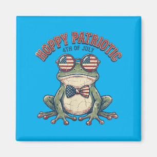 Funny Hoppy And Patriotic Frog 4th Of July Graphic Magnet