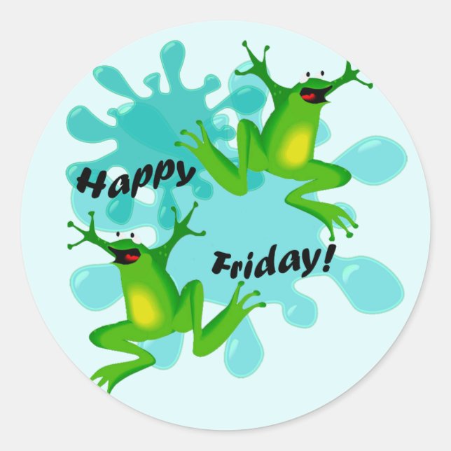 Funny Hoppy Friday Frog Sticker (Front)