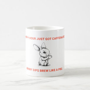 Funny Hoppy Hour Caffeinated Bunny Coffee Mug