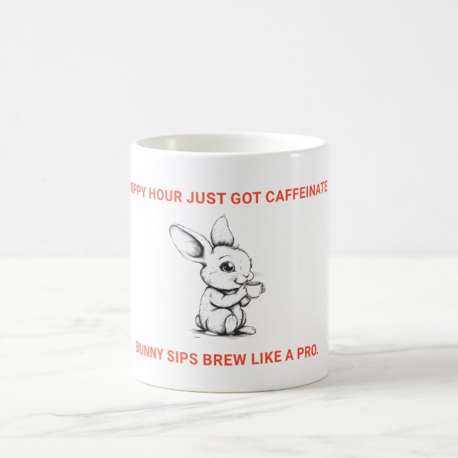 Funny Hoppy Hour Caffeinated Bunny Coffee Mug (Center)