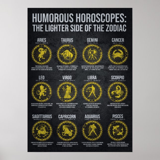 Funny Horoscopes, Funny Zodiac Sign Humour (Front)