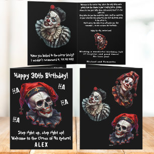 Funny Horror Evil Circus Clowns Dark 30th Birthday Card
