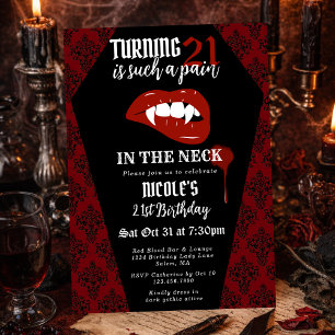 Funny Horror Gothic Vampire Any Age Birthday Party Invitation