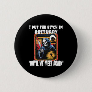 Funny Horror Grim Reaper Costume Adult Men T Shirt 6 Cm Round Badge