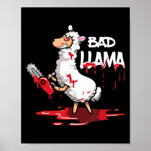 Funny Horror Llama Halloween Gift Evil Bad Llama Poster