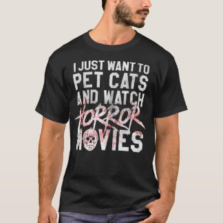 Funny Horror Movie Fan - Halloween Cat Lover Gift T-Shirt