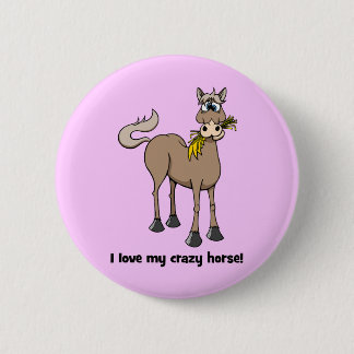 Funny horse 6 cm round badge