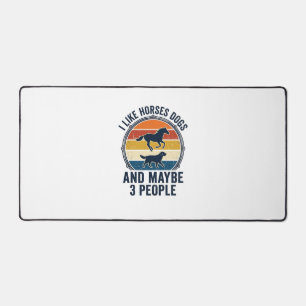 Funny Horse and Dog Lover Vintage Sunset Design_1 Desk Mat