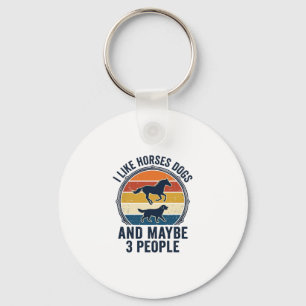 Funny Horse and Dog Lover Vintage Sunset Design_1 Key Ring