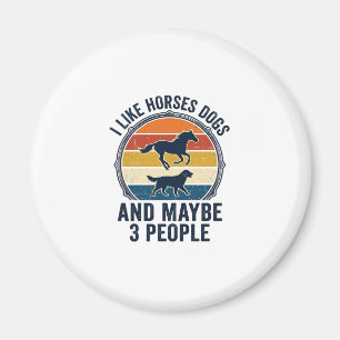Funny Horse and Dog Lover Vintage Sunset Design_1 Magnet