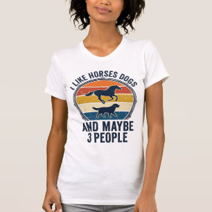 Funny Horse and Dog Lover Vintage Sunset Design_1 T-Shirt