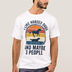 Funny Horse and Dog Lover Vintage Sunset Design_1 T-Shirt