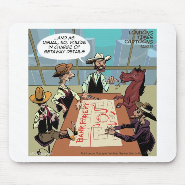 Funny Horse Bank Robber Mouse Pad (Front)
