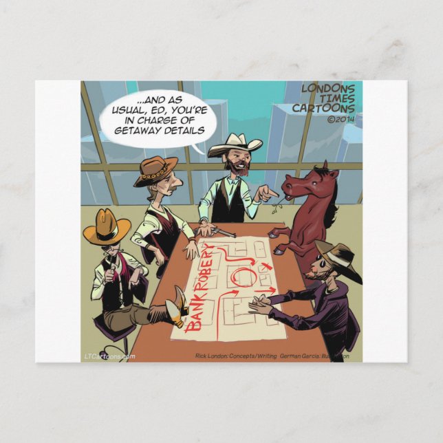 Funny Horse Bank Robber Postcard (Front)